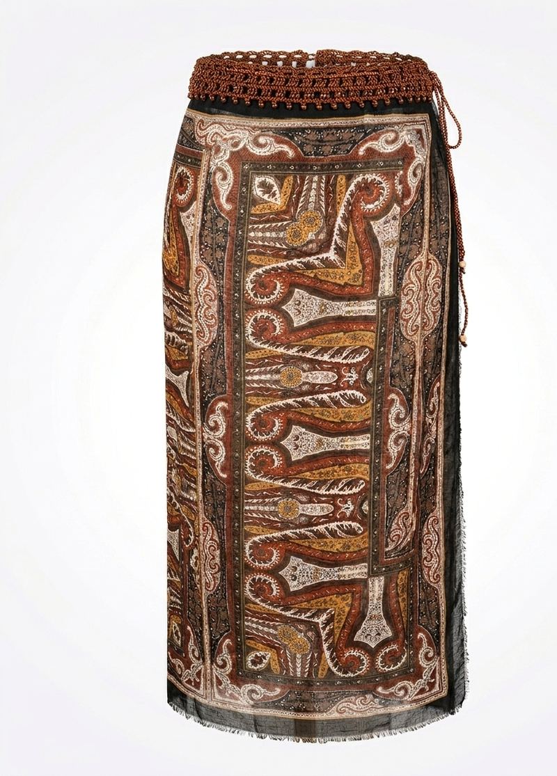 Batik skirt with crochet waistband