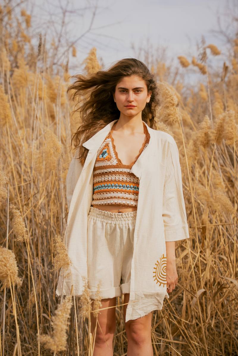 Crochet halter top earth tones