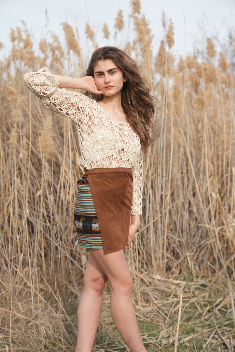 Cream crochet mesh top