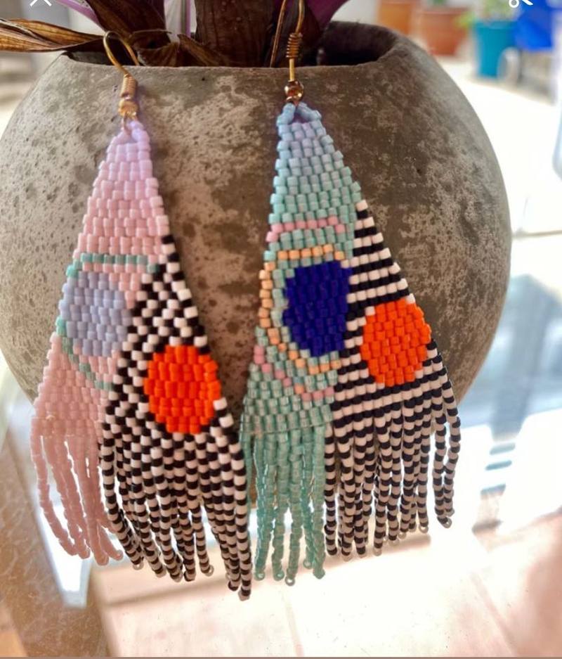 Miyuki seed bead fringe earrings