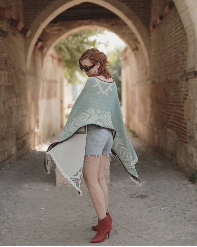 Evil Eye muslin poncho
