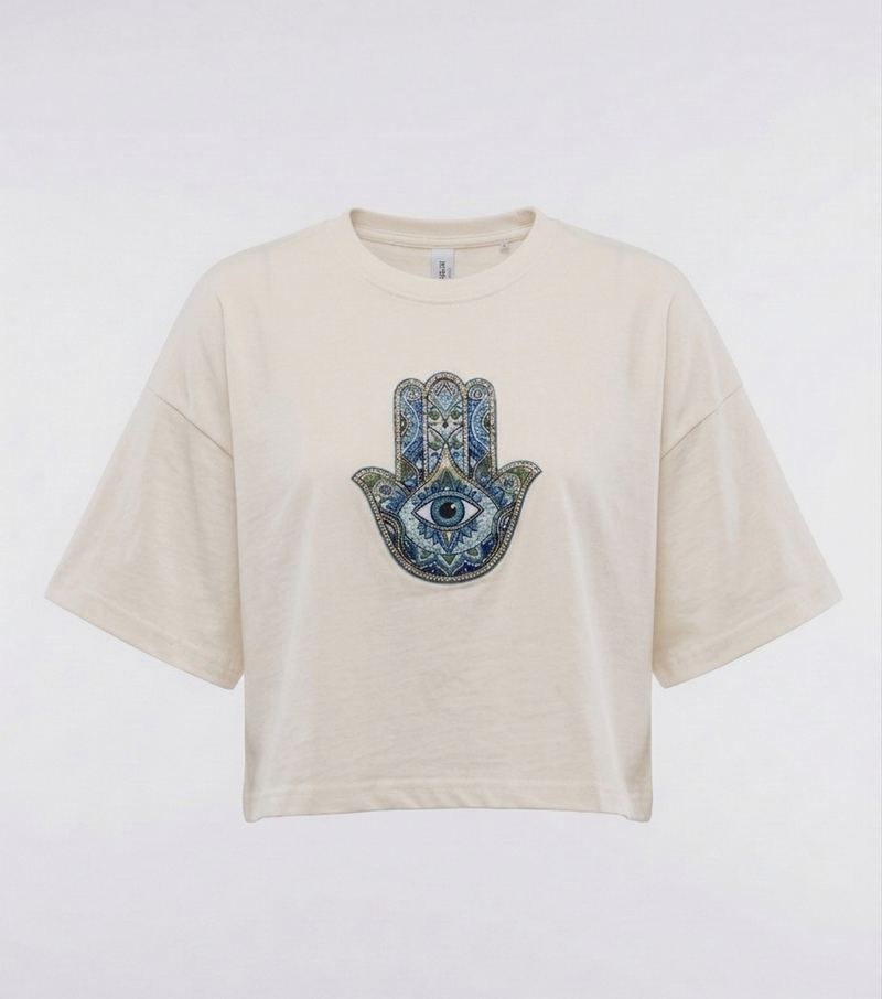 Hamsa hand t-shirt cream